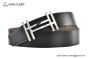 HERMES Reversible Belt Black/Beige Leather with Steel H Square Buckle