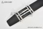 HERMES Reversible Belt Black/Beige Leather with Steel H Square Buckle