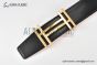 HERMES Reversible Belt Black/Orange Leather with RG H Square Buckle