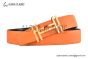 HERMES Reversible Belt Black/Orange Leather with RG H Square Buckle