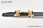HERMES Reversible Belt Black/Beige Leather with Yellow Gold H Martelee Buckle