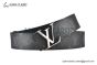 LV Initiales 40MM Reversible Belt Black Monogram Canvas and Calf Leather with Gray Steel Iconic LV Initiales Buckle