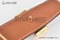 HERMES Reversible Belt Black/Beige Leather with Yellow Gold H Martelee Buckle