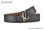 LV Initiales 40MM Black Leather Belt with Gray Steel LV Signature Buckle