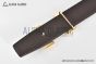 HERMES Reversible Belt Black/Chocolate Leather with Yellow Gold H Guillochee Buckle