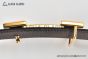 HERMES Reversible Belt Black/Chocolate Leather with Yellow Gold H Guillochee Buckle