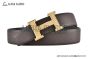 HERMES Reversible Belt Black/Chocolate Leather with Yellow Gold H Guillochee Buckle