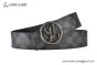LV Circle 40mm Reversible Belt Black Canvas and Calf Leather with Gray Steel LV Circle Buckle
