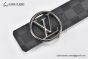 LV Circle 40mm Reversible Belt Black Canvas and Calf Leather with Gray Steel LV Circle Buckle