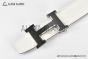 HERMES Reversible Belt White/Black Leather with black Steel H buckle