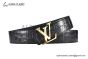 LV Alligator 40mm Belt Black Alligator Leather with Yellow Gold Iconic LV Initiales Buckle
