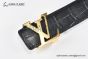 LV Alligator 40mm Belt Black Alligator Leather with Yellow Gold Iconic LV Initiales Buckle
