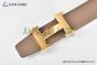 HERMES Reversible Belt Beige/Black Leather with Yellow Gold H buckle