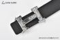 HERMES Reversible Belt Black Leather with Steel H Touareg Buckle