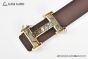HERMES Reversible Belt Black/Brown Leather with Yellow Gold H Touareg Buckle