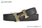 HERMES Reversible Belt Black/Brown Leather with Yellow Gold H Touareg Buckle