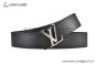 LV Mirror 35mm Reversible Belt Black Leather with Gray Steel LV Mirror Buckle