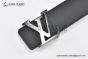 LV Mirror 35mm Reversible Belt Black Leather with Gray Steel LV Mirror Buckle