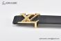 LV Mirror 35mm Reversible Belt Black Leather with Yellow Gold LV Mirror Buckle
