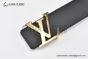 LV Mirror 35mm Reversible Belt Black Leather with Yellow Gold LV Mirror Buckle