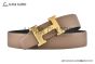 HERMES Reversible Belt Black/Beige Leather with Yellow Gold H Striee buckle