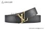 Damier LV 40mm Reversible Belt Black/Gray Calf Leather with Yellow Gold Damier LV Initials Buckle