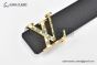 Damier LV 40mm Reversible Belt Black/Gray Calf Leather with Yellow Gold Damier LV Initials Buckle