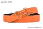 HERMES Reversible Belt Orange/Black Leather with Yellow Gold Tonight buckle