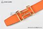 HERMES Reversible Belt Orange/Black Leather with Yellow Gold Tonight buckle