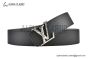 Damier LV 40mm Reversible Belt Black/Gray Calf Leather with Stainless Steel Damier LV Initials Buckle