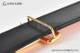 HERMES Reversible Belt Orange/Black Leather with Yellow Gold Tonight buckle