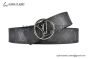LV Circle 40mm Reversible Belt Black Monogram Canvas and Calf Leather with Gray Steel LV Circle Buckle