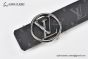 LV Circle 40mm Reversible Belt Black Monogram Canvas and Calf Leather with Gray Steel LV Circle Buckle