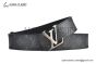 LV Initiales 40MM Reversible Belt Black Monogram Canvas and Calf Leather with Gray Steel LV Initiales Buckle
