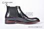 Prada Classic Brushed Black Calfskin Boot with the Triangle-embossed Logo