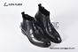 Prada Classic Brushed Matte Black Calfskin Boot with the Iconic Enameled Metal Triangle Logo