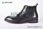 Prada Classic Brushed Matte Black Calfskin Boot with the Iconic Enameled Metal Triangle Logo