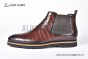 Berluti Caractère Éclair Alligator Leather Shape Red Calfskin Boot