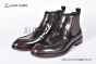 Prada Classic Brushed Red Calfskin Boot with the Iconic Enameled Metal Triangle Logo