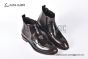 Prada Classic Brushed Red Calfskin Boot with the Iconic Enameled Metal Triangle Logo