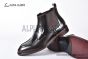 Prada Classic Brushed Red Calfskin Boot with the Iconic Enameled Metal Triangle Logo