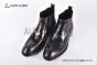 Prada Classic Brushed Red Calfskin Boot with the Iconic Enameled Metal Triangle Logo