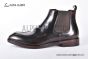 Prada Classic Brushed Red Calfskin Boot with the Iconic Enameled Metal Triangle Logo