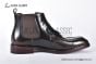 Prada Classic Brushed Red Calfskin Boot with the Iconic Enameled Metal Triangle Logo