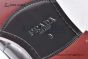 Prada Classic Brushed Red Calfskin Boot with the Iconic Enameled Metal Triangle Logo