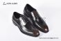 Ferragamo Sophisticated Perforations Red Calfskin Derby Shoes