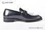 Ferragamo Black Calfskin Moccasin with Gancini Ornament