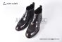 Prada Classic Red Calfskin Boot with the Iconic Enameled Metal Triangle Logo