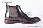 Prada Classic Red Calfskin Boot with the Iconic Enameled Metal Triangle Logo