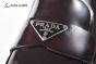 Prada Classic Red Calfskin Boot with the Iconic Enameled Metal Triangle Logo